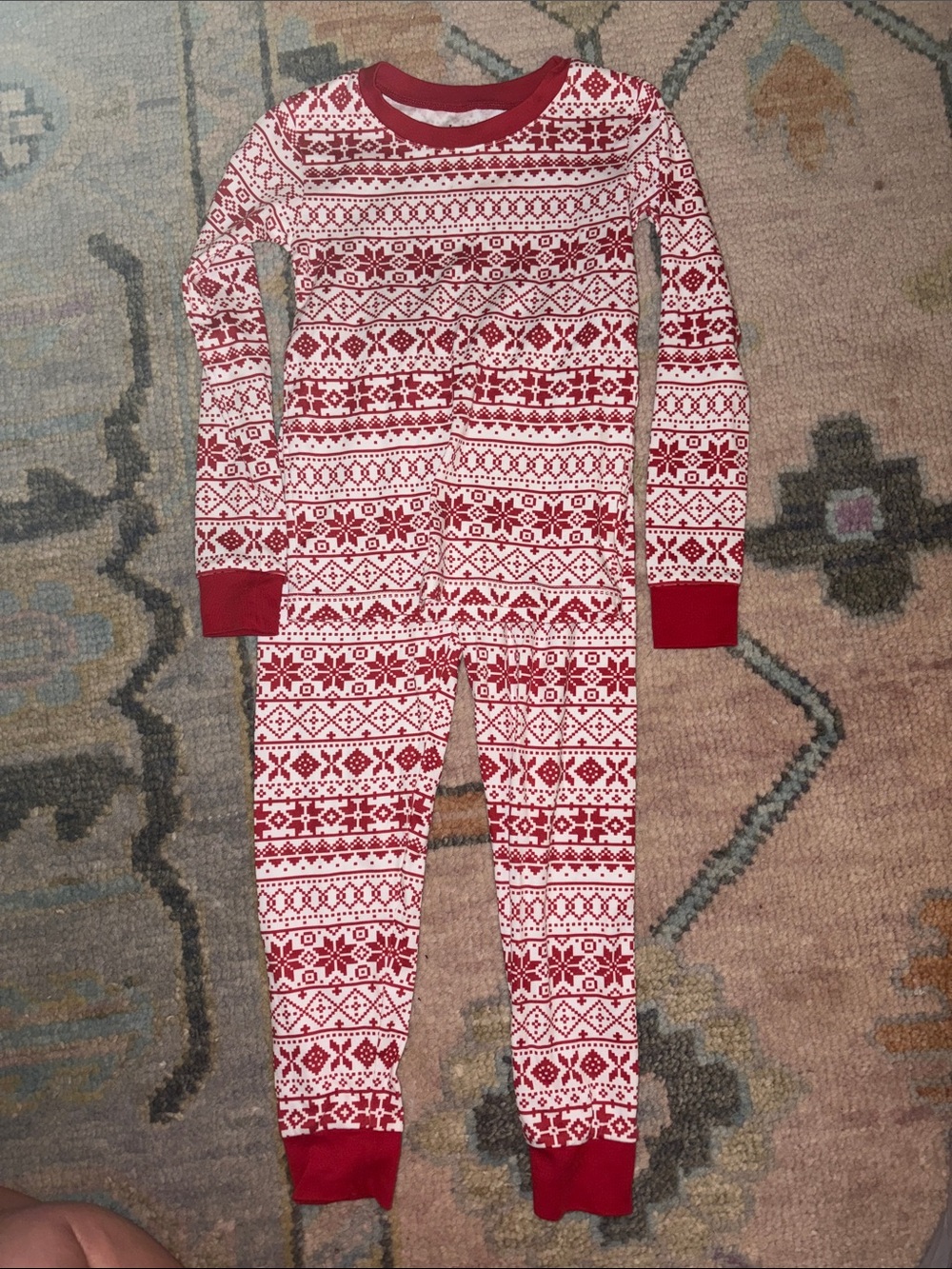 Lake Red & White Holiday Fair Isle Kids Pajama Set
